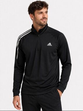 Adidas Black Quarter Zip Performance Jacket – Men’s Size S